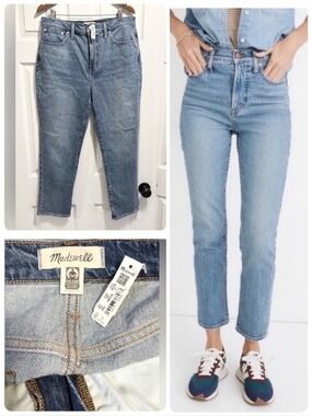 NWT Madewell The Perfect Vintage Straight Jeans Denim High Rise Size 31